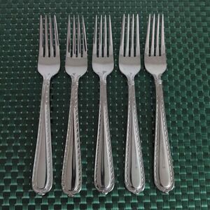 Hampton Silversmiths NOBILITY Dinner Forks Lot Set of 5  18/10 Glossy X's 8 1/8"